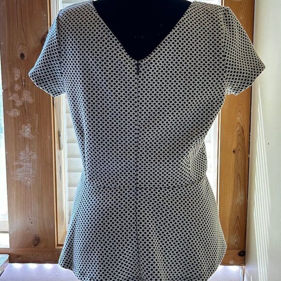 Banana Republic Peplum Top Black and White Polka Dot Cap Sleeve Size 14/XLarge - Picture 2 of 8